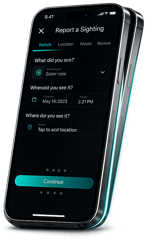 Sighted mobile app — submit a sighting screen